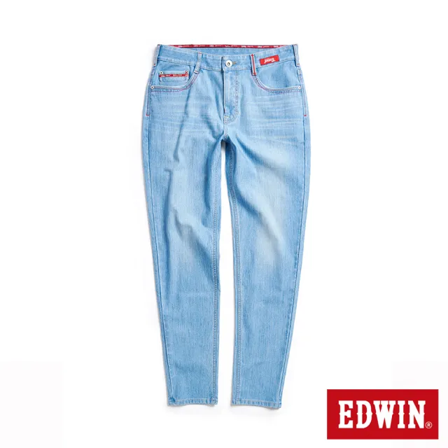 【EDWIN】男裝 東京紅360°迦績彈力機能錐形牛仔褲(石洗藍)