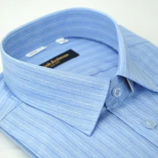 【金安德森】藍色寬條紋窄版短袖襯衫-fast