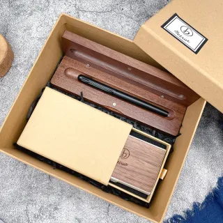 【Betrue】木忘初心鋼筆禮盒+霧光黑鋼筆+黑胡桃木筆盒&名片盒(鋼筆禮盒/畢業禮物/父親節禮物/台灣製)