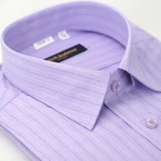 【金安德森】紫色寬條紋窄版短袖襯衫-fast