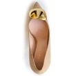 【Rupert Sanderson】時尚氣質金飾麂皮舒適高跟鞋(卡其)