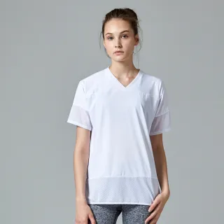 【SKY YARD】網路獨賣款-網紗拼接運動T恤(白色)