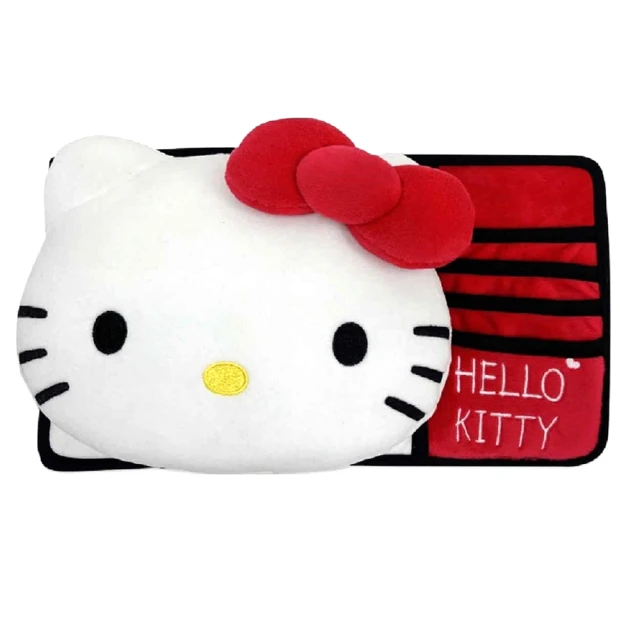 【小禮堂】Hello Kitty 車用造型絨毛遮陽板護套 - 大臉款(平輸品)
