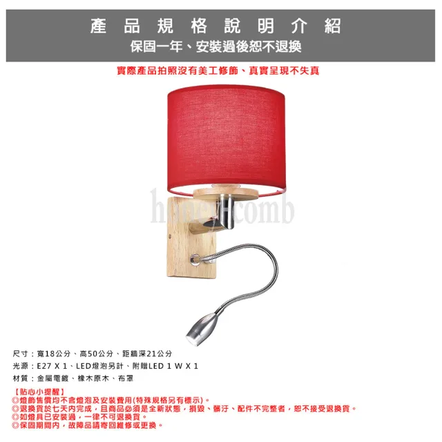 【Honey Comb】北歐風布罩床頭壁燈(FG62382．FG62383．FG62384)