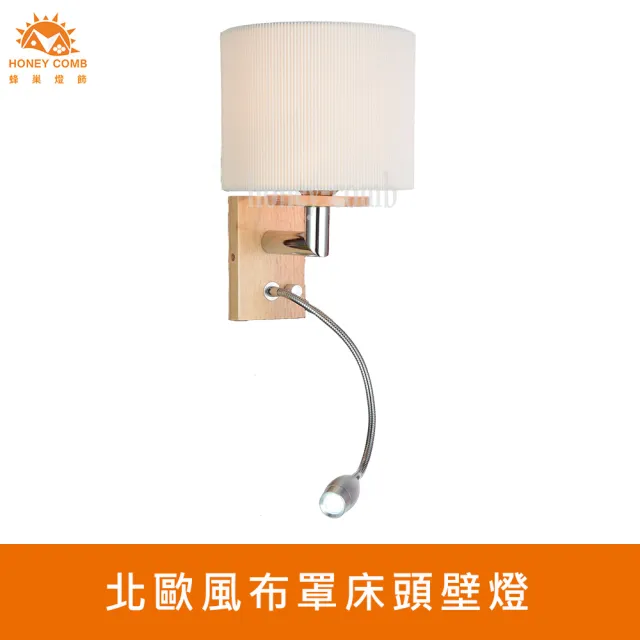 【Honey Comb】北歐風布罩床頭壁燈(FG62382．FG62383．FG62384)