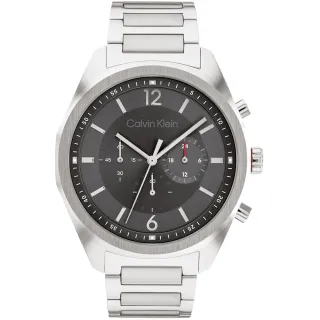 【Calvin Klein 凱文克萊】CK 都會時尚三眼計時手錶-45mm/灰(CK25200264)
