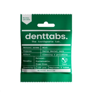 【丹特一錠淨Denttabs】牙膏錠-成人薄荷含氟 6包組(125顆/包)