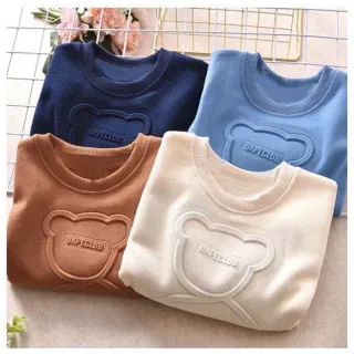 【安朵童舖】現貨韓版兒童薄款壓印小熊長袖上衣男童立體小熊寶寶長袖上衣男童圓領小熊印花長袖上衣(30)