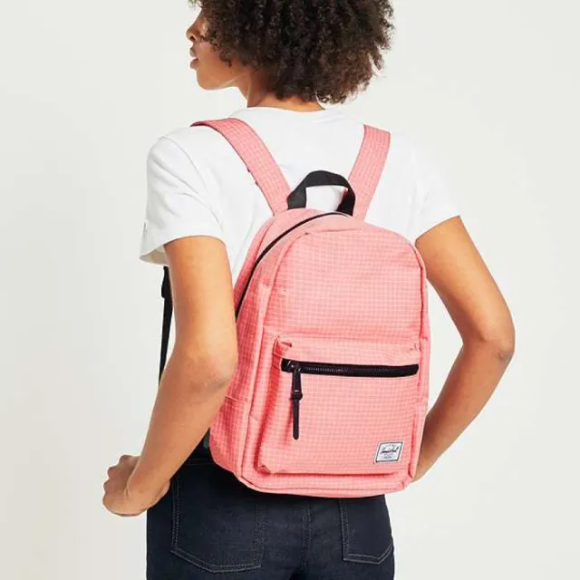【Herschel】雙11 Grove XS 中型 粉色 白色格線 帆布 防潑水 金拉鍊 女生 背包 女包 小後背包  