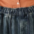 【ACheter】復古刺繡破洞牛仔半身裙鬆緊高腰顯瘦A字長裙#117663(藍)