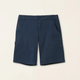 【Roots】Roots男裝-擁抱真我系列 口袋設計刺繡海狸平織短褲(深藍色)