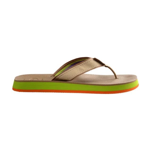 【havaianas 哈瓦仕】拖鞋 男鞋 夾腳拖 寬帶 皮革鞋帶 Urban Fusion II 卡其色 4147292-3581M(哈瓦士)