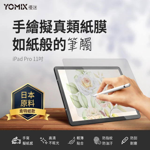 【YOMIX 優迷】Apple iPad 2022 11吋手繪擬真類紙膜保護貼(全屏霧面/防刮耐磨/iPad Pro 4/3/2/1)