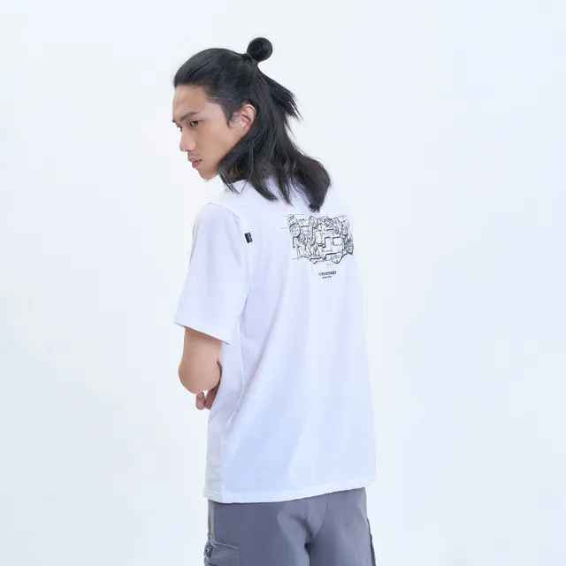 【5th STREET】男裝 短袖 短t 上衣 t恤 TEE 機械 LOGO 印花 白色(5A7007)