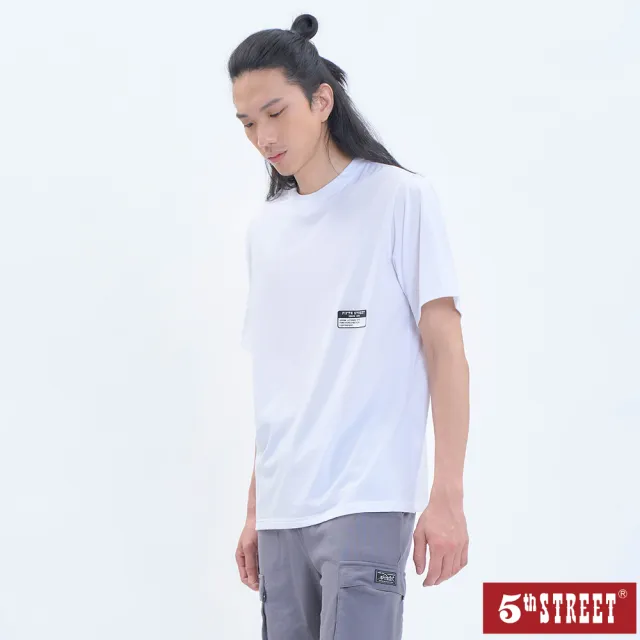 【5th STREET】男裝 短袖 短t 上衣 t恤 TEE 機械 LOGO 印花 白色(5A7007)