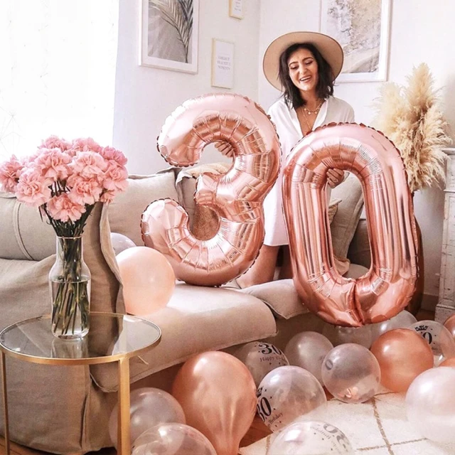 40吋浪漫玫瑰金大數字氣球1個(生日派對 求婚告白 畢業跨年 週年紀念 寶寶周歲 布置)