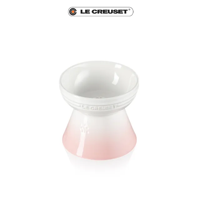 【Le Creuset】瓷器寵物高腳碗(淡粉紅)
