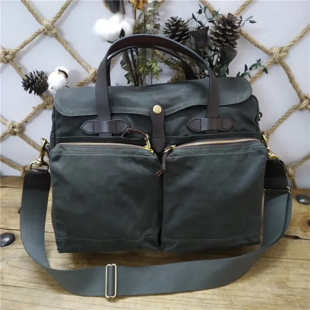 【巴黎精品】側背包帆布肩背包(美式復古電腦斜背男包包2色v1ac7)