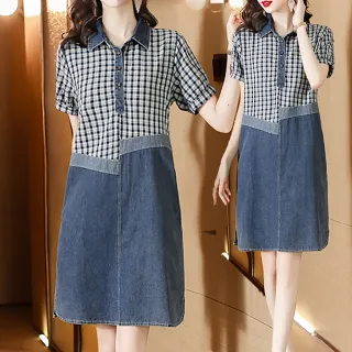 【麗質達人】2133牛仔短袖洋裝LY(L-5XL)
