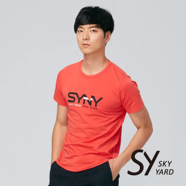 【SKY YARD】網路獨賣款-撞色字體設計悠閒棉質上衣T恤(紅色)