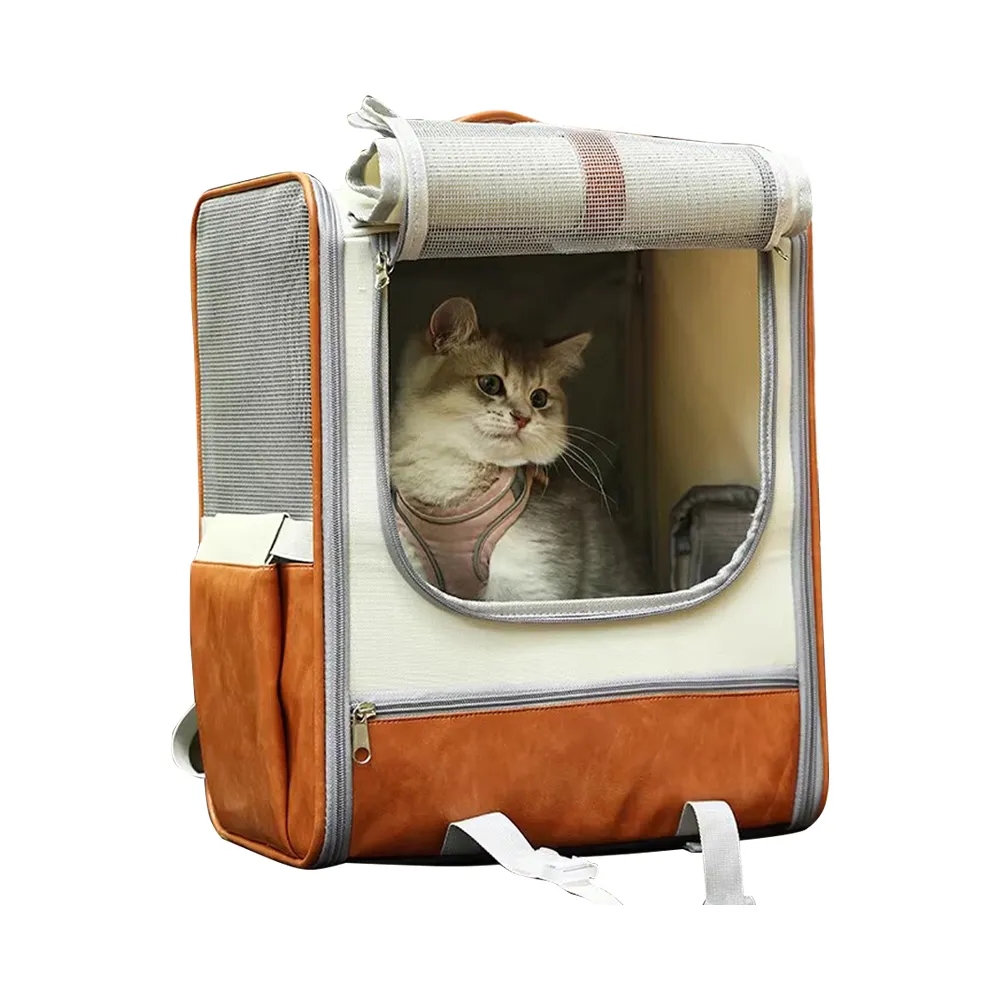 【ANTIAN】外出便攜寵物雙肩背包 幼犬貓咪出行手提包 大容量透氣貓包 貓咪太空艙