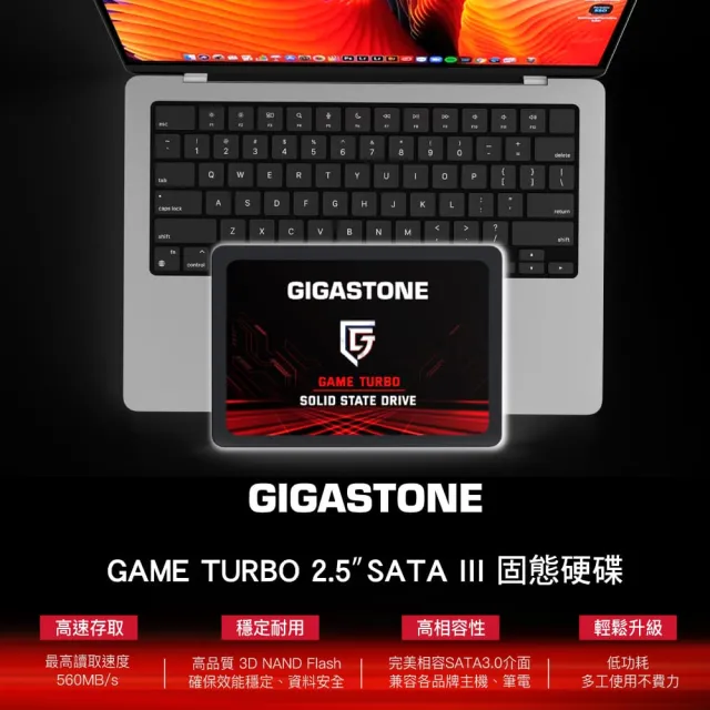 【GIGASTONE 立達】Game Turbo SSD 4TB SATA III 2.5吋固態硬碟(最高讀取速度540MB/s)