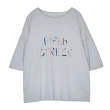 【5th STREET】女裝彩色LOGO英文印字寬版短袖T恤-杏色(山形系列)