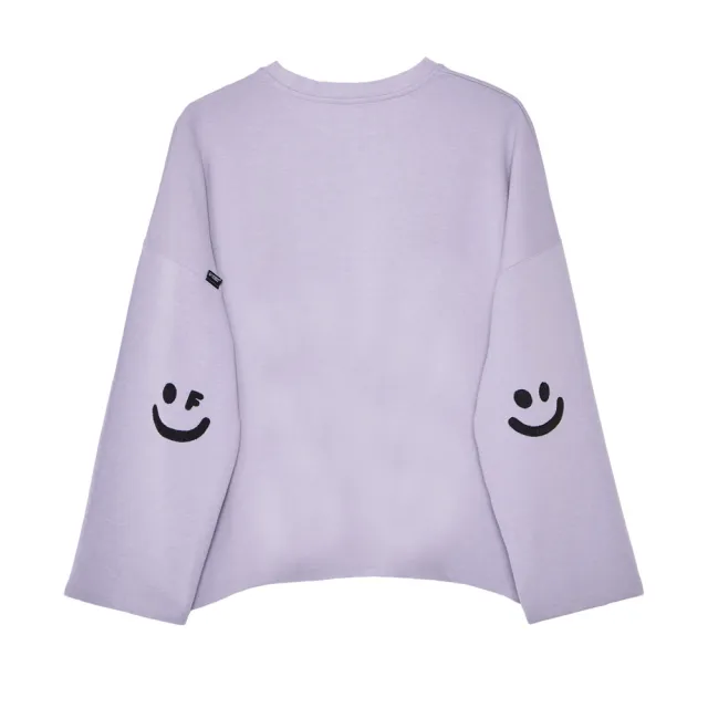 【5th STREET】女裝笑臉寬版長袖T恤-芋紫(山形系列)