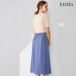 【Diffa】藍色造型腰頭寬褲-女(長褲)