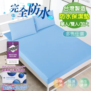 【Green 綠的寢飾】吸濕排汗護理級100%完全防水網眼保潔墊(單/雙人/加大/多色可選台灣製造床包高度37公分)