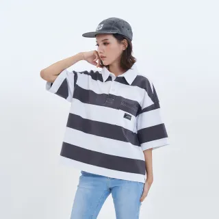 【5th STREET】女裝 polo衫 短袖 條紋 休閒polo衫 黑色(570939)