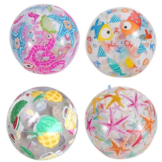 【寶盒百貨】2入INTEX 59040 透明繽紛沙灘球 充氣球 海灘球(兒童海邊戲水 塑膠球 漂浮球)