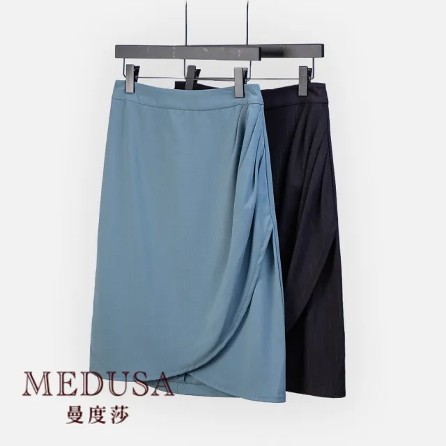 【MEDUSA 曼度莎】現貨-垂墜感側抓褶西裝短裙 - 2色（M-XL）｜女短裙 西裝短裙 套裝拆售(101-3240C)