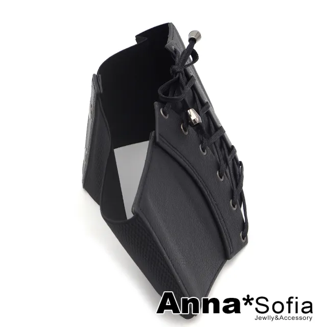 【AnnaSofia】彈性寬腰帶腰封皮帶-腰弧線綁帶(黑系)