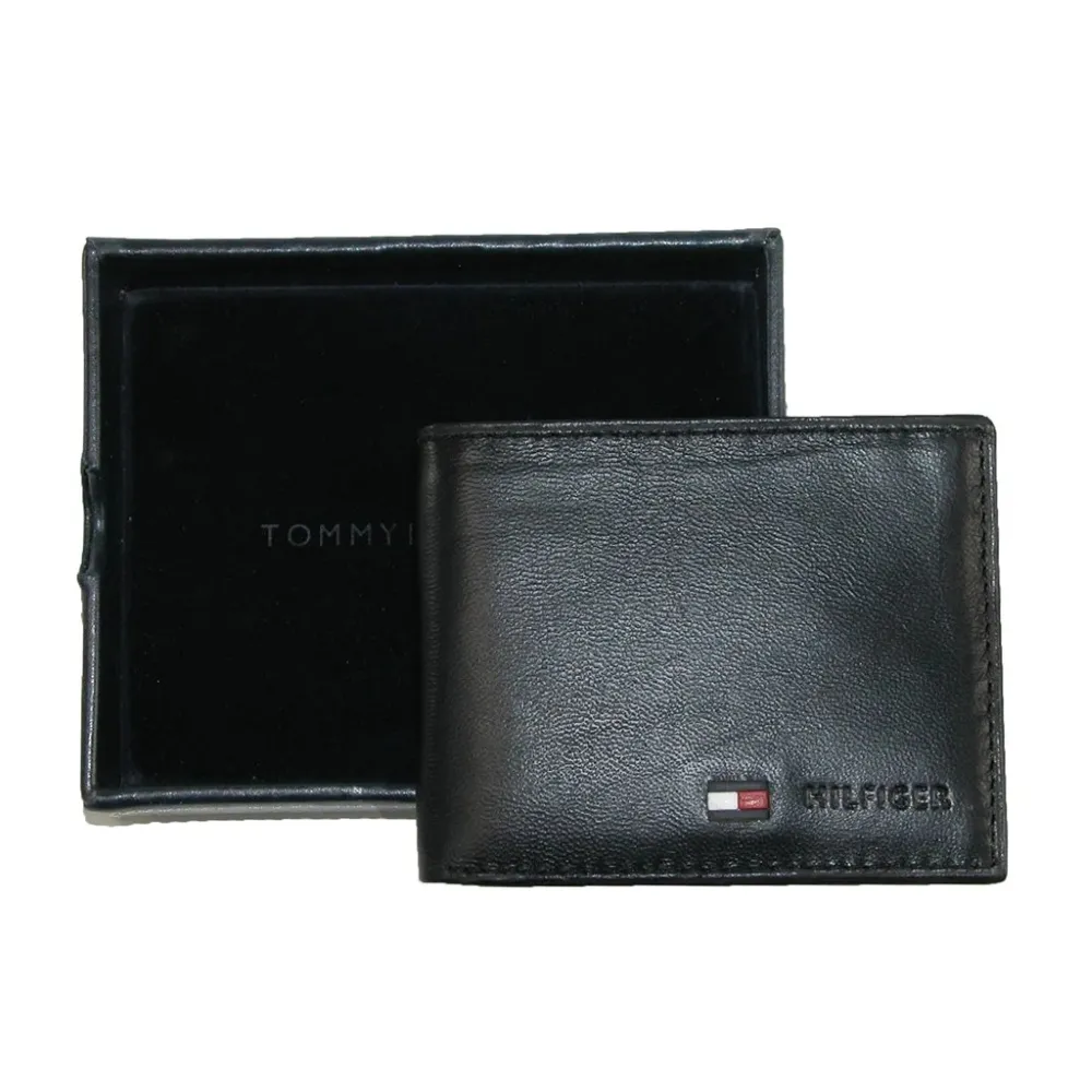 【Tommy Hilfiger】專櫃禮盒組 Leather Bifold 多功能夾層 雙折短夾 零錢袋(專櫃多款式)