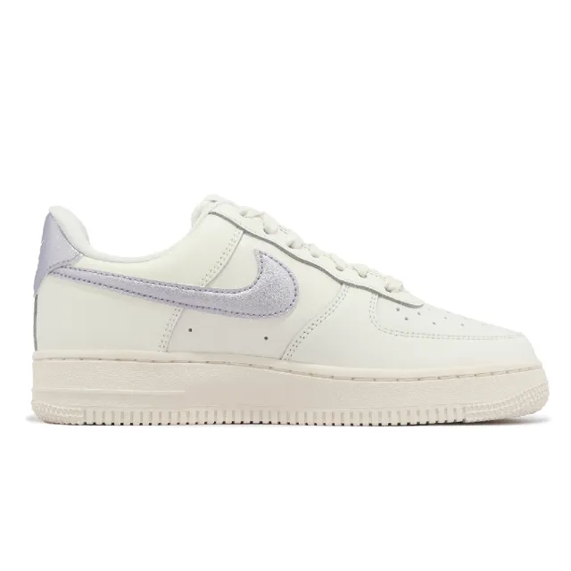 【NIKE 耐吉】休閒鞋 Wmns Air Force 1 07 ESS 米白 紫 金屬感 女鞋 AF1(DV7470-100)