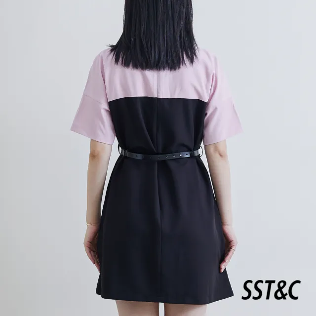 【SST&C.超值限定】粉黑撞色附腰帶洋裝8562206001