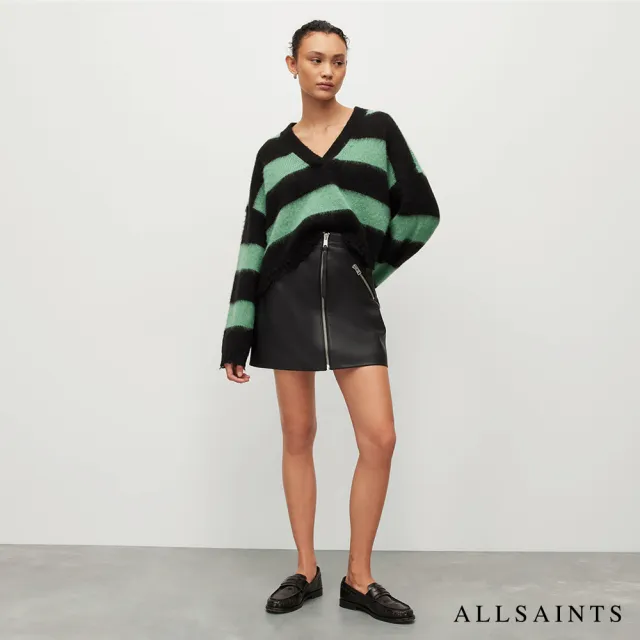 【ALLSAINTS】PIPER 俐落雙拉鍊口袋人造皮革短裙 WL180X(修身版型)