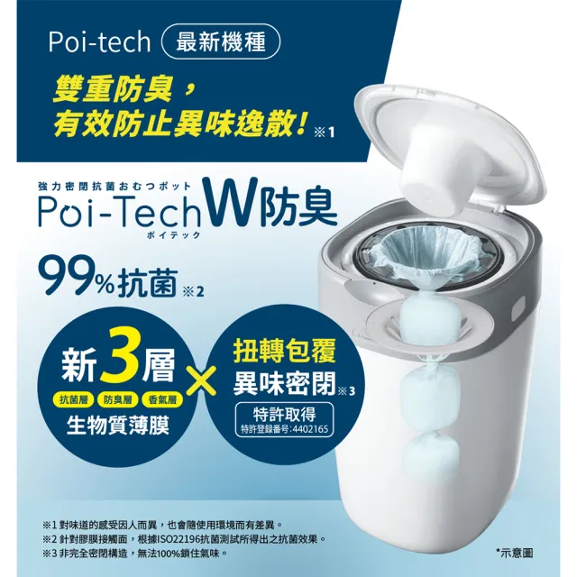 【Combi官方直營】Poi-Tech雙重防臭(尿布處理器專用膠捲_3入)