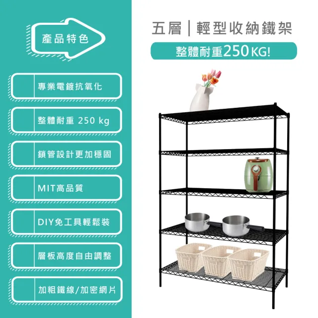 【KIWISH】MIT鐵架120X60X210五層置物架(五層架/收納層架/層架/置物架/收納架/鐵力士架/波浪架/鐵架)