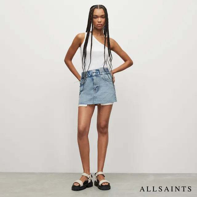 【ALLSAINTS】HAILEY 刷破高腰多口袋牛仔短裙 WS054Y(修身版型)