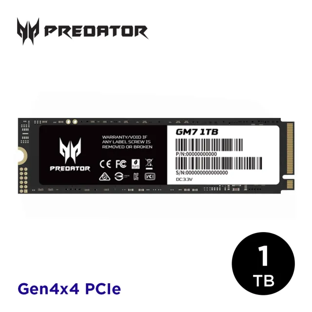 【Acer 宏碁】Predator GM7 1TB M.2 PCIe Gen4x4 SSD固態硬碟