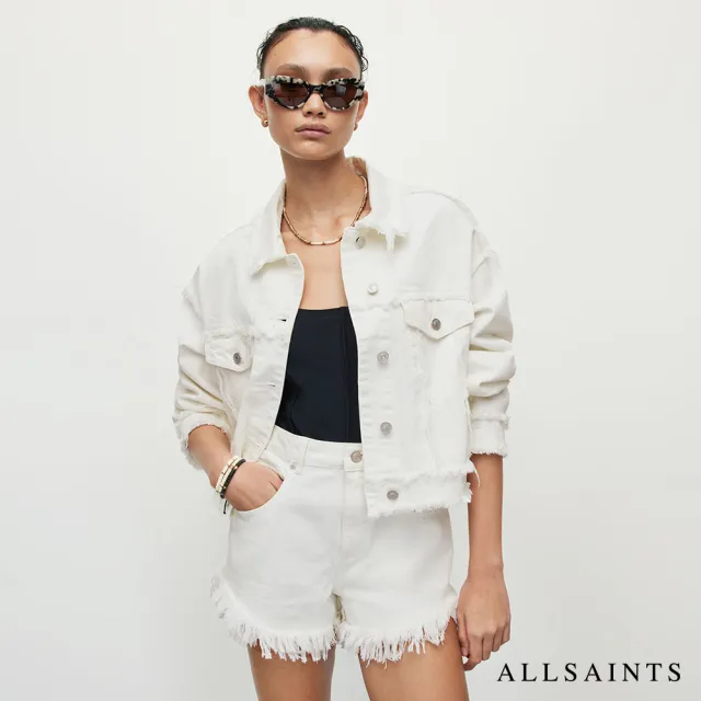 【ALLSAINTS】CLAUDE 個性純棉抽鬚牛仔外套 WO076Y(常規版型)