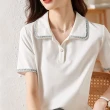 【MsMore】法式白色優雅POLO衫舒適短袖短版顯瘦上衣#117469(白)