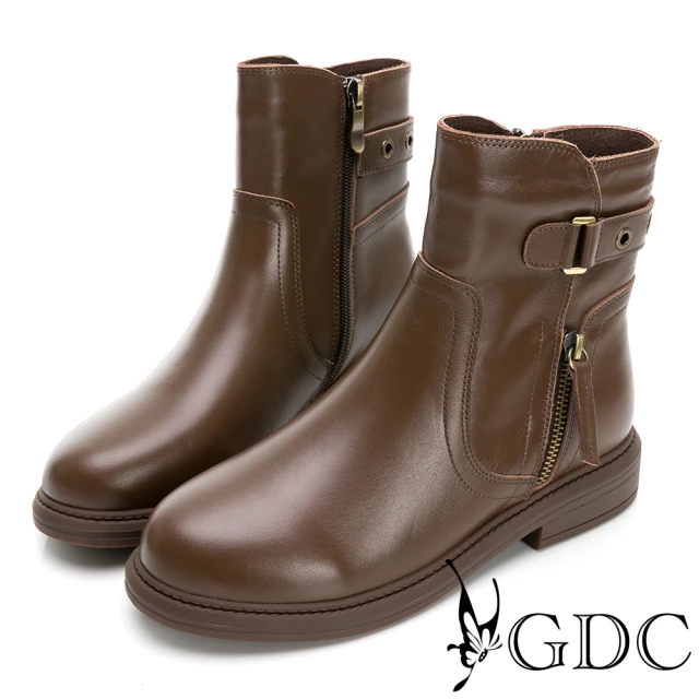 【GDC】工業風美式基本款真皮舒適短靴-咖色(228567-12)
