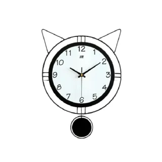 貓咪時鐘 掛鐘 時鐘 擺鐘 居家掛鐘 居家裝飾鐘 擺動鐘-中(靜音機芯免打孔)