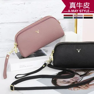 【Amay Style 艾美時尚】現貨 真皮女包 斜背包 小包 牛皮簡約LOGO肩背手拿包(6色)