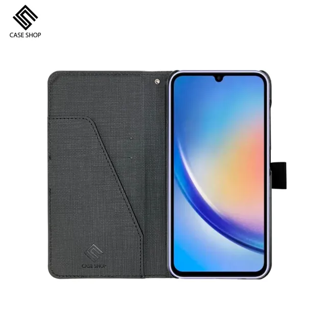 【CASE SHOP】Samsung A34 5G 前收納側掀皮套(內襯卡片夾層 實用性大增)