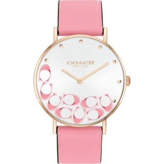 【COACH】Perry 玫瑰粉色CC皮帶女錶 母親節禮物(CO14504135)