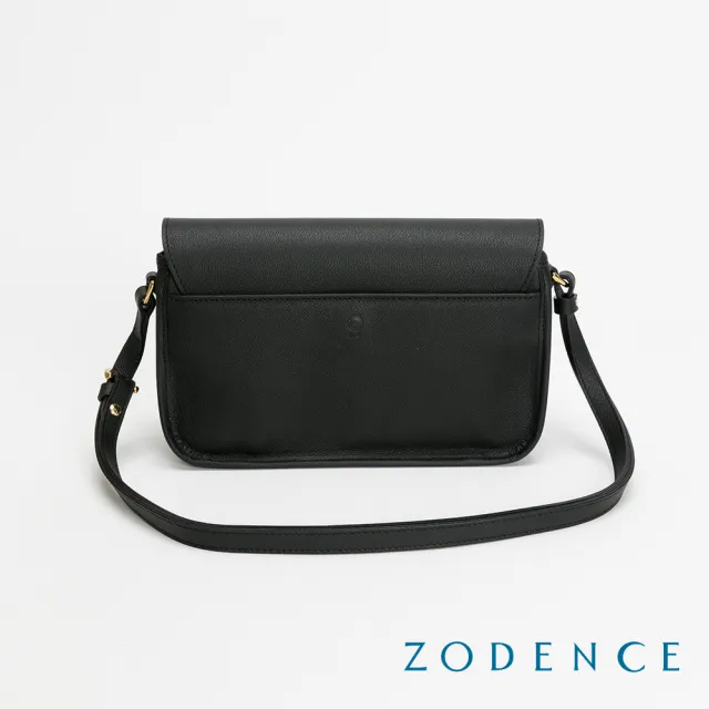 【ZODENCE 佐登司】RENEE進口真皮水滴釦長型斜背包(黑)